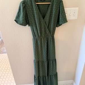 Elegant Green Wrap Dress